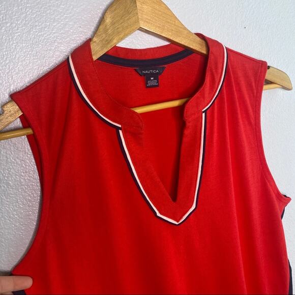 Nautica Red Cotton Tank Size Medium - Picture 1 of 6